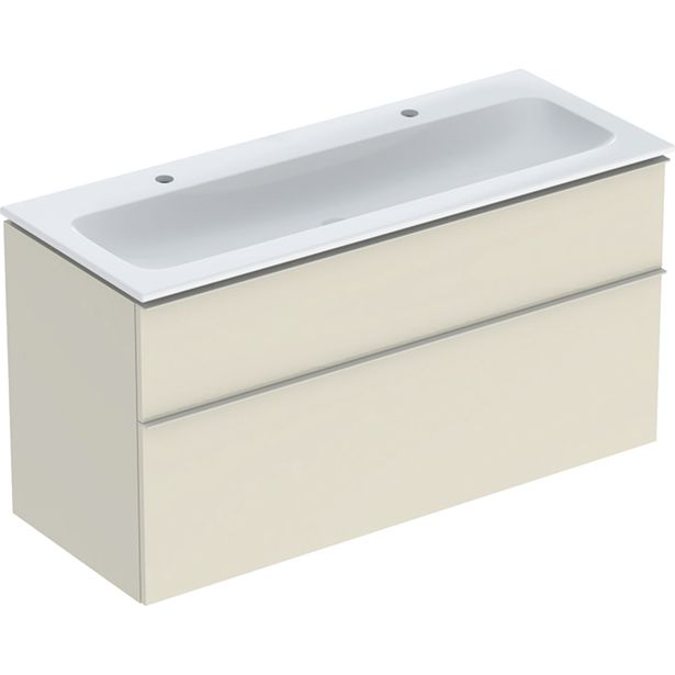 Allaskaappi kaksoisaltaalla Geberit iCon, 630x1200mm, allaskytkennällä, hiekanharmaa 
