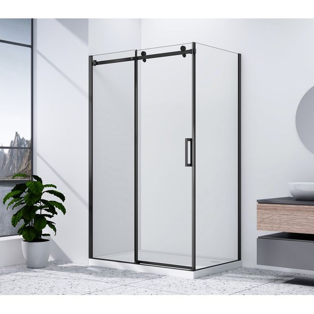 Suihkunurkka Interia Dragon Rectangular, 1100x800mm, kulmikas, kirkas lasi, oikea/vasen, musta, eri kokoja