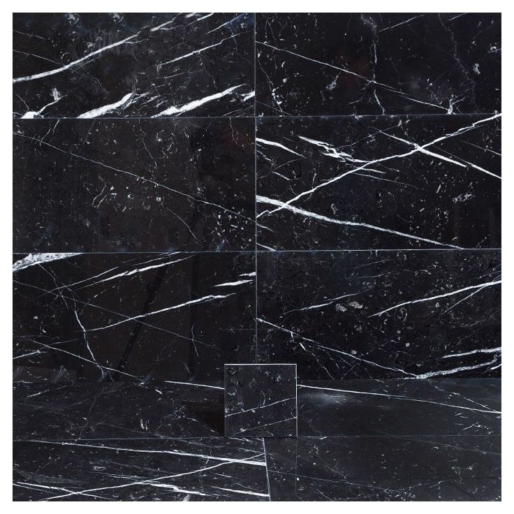 Lattialaatta Arredo Nero Marquina 15.2x15.2cm, kiillotettu, musta