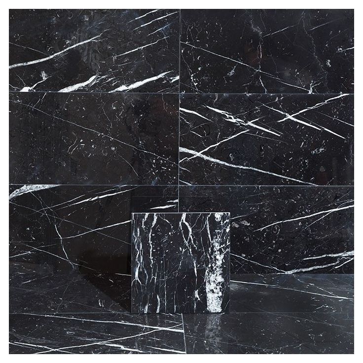 Lattialaatta Arredo Nero Marquina 30.5x30.5cm, kiillotettu, musta