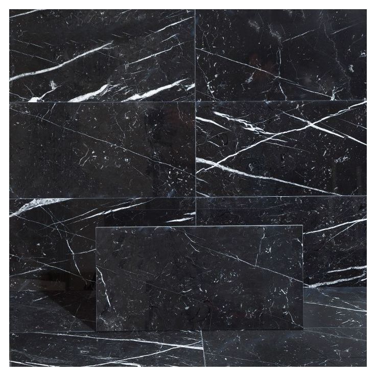 Lattialaatta Arredo Nero Marquina 30.5x61cm, kiillotettu, musta