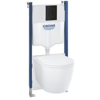 Seinä-WC-istuinpaketti Grohe Solido 5-in-1, musta huuhtelupainike
