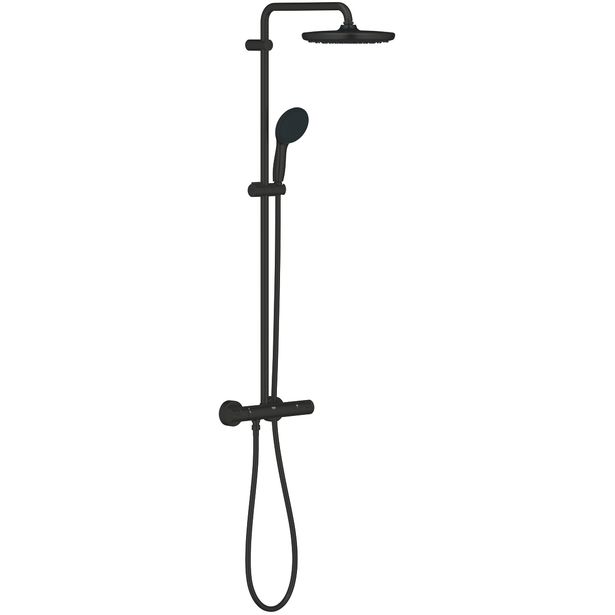 Sadesuihkusetti Grohe Vitalio Start System 250, termostaattihanalla, vettä säästävä, mattamusta