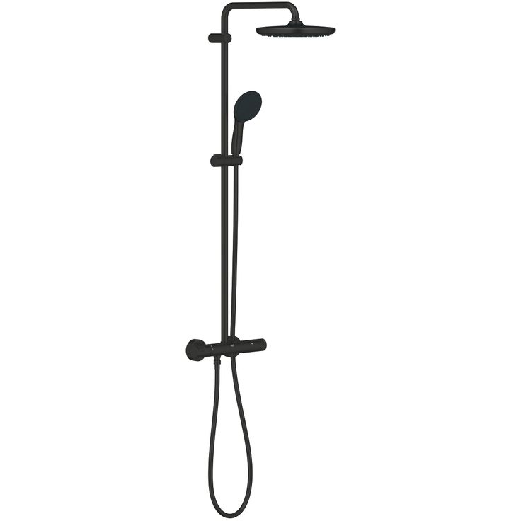 Sadesuihkusetti Grohe Vitalio Start System 250, termostaattihanalla, vettä säästävä, mattamusta