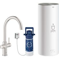 Keittiöhana Grohe Red Duo teräs, L-koon kuumavesivaraajalla