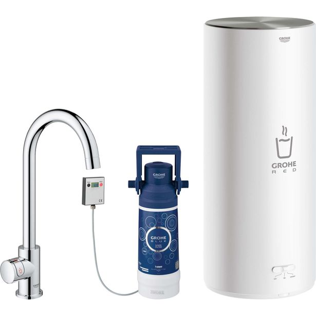 Keittiöhana Grohe Red Mono kromi, L-koon kuumavesivaraajalla