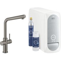 Keittiöhanapaketti Grohe Blue Home L, hiilihapotuslaitteella, brushed hard graphite