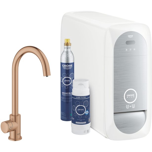 Keittiöhanapaketti Grohe Blue Mono, hiilihapotusjäähdyttimellä, brushed warm sunset