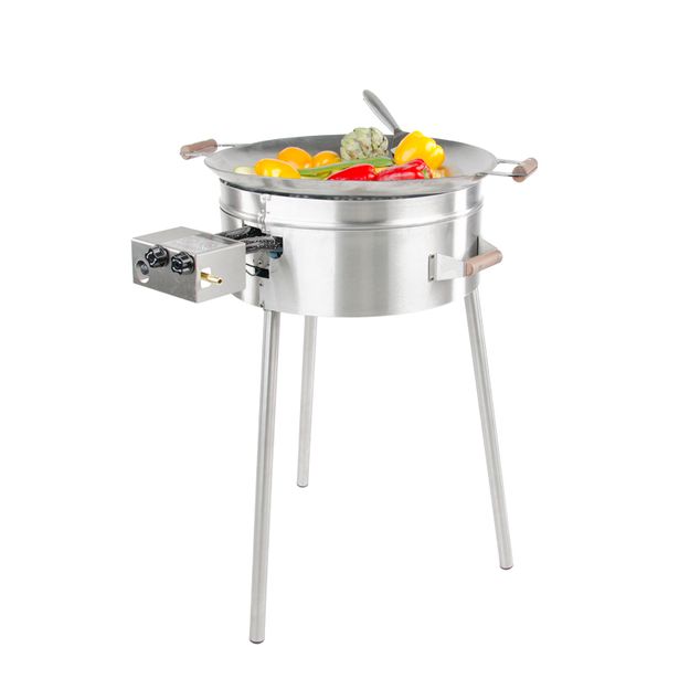 Wokkisetti GrillSymbol PRO-545 inox,  ø 54cm, kaasupoltin, säädinletkusetti