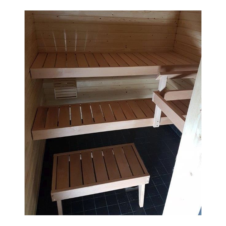 Laudepaketti Jokiwood IISI, leppä, pituus 1775mm, sis. ylä- ja alalaude, kiuaskaide, jakkara ja kannatinpuut