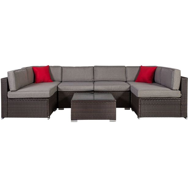 Oleskeluryhmä Home4you Cliff, 6-istuttava, ruskea/harmaa