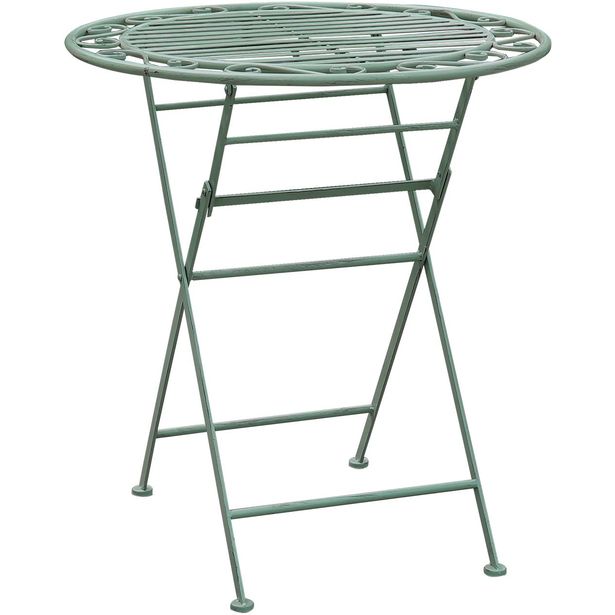 Pöytä Home4you Mint, Ø70cm, taitettava, antiikinvihreä