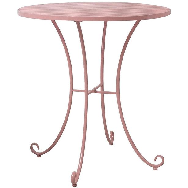 Pöytä Home4you Rosy, Ø70cm, takorauta, pinkki