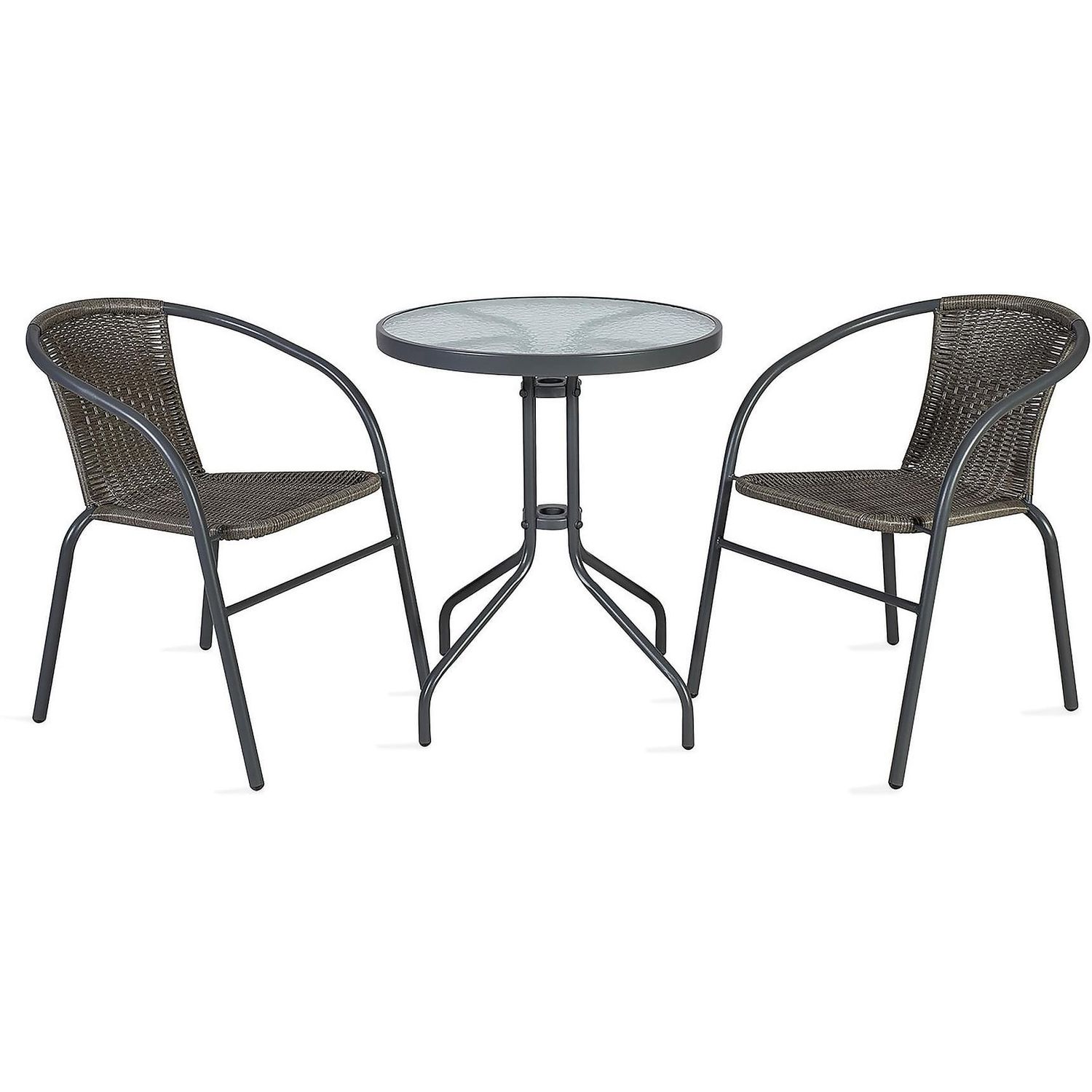 Parvekesetti Home4you Bistro, pöytä + 2 tuolia, harmaa