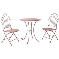 Parvekesetti Home4you Rosy, pöytä + 2 tuolia, pinkki