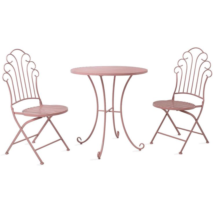 Parvekesetti Home4you Rosy, pöytä + 2 tuolia, pinkki
