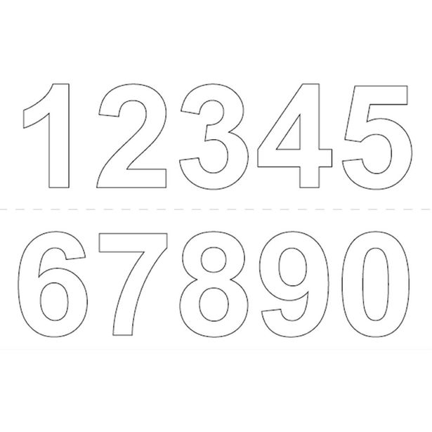 Numerosetti 0-9 Habo, 50mm, 2kpl, valkoinen