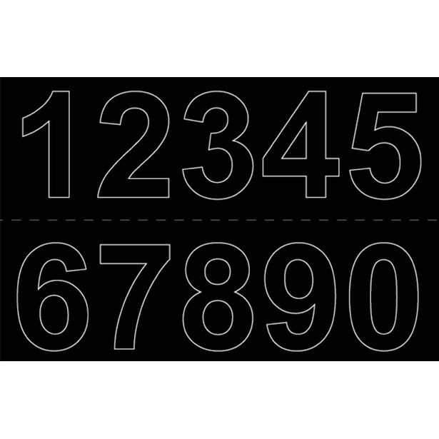 Numerosetti 0-9 Habo, 50mm, 2kpl, musta
