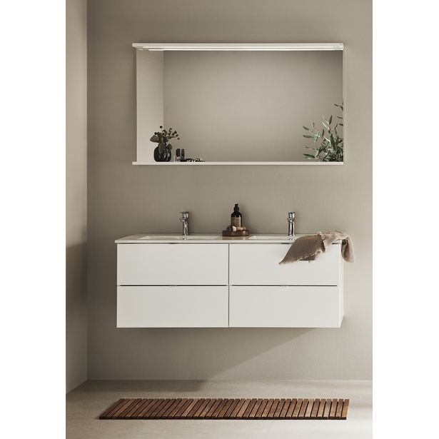 Kaksoisallaskaappi altaalla Hafa Go, 1210x480mm, 4 laatikkoa, valkoinen