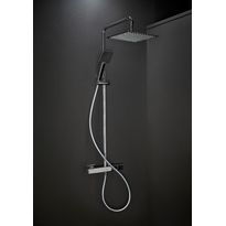Sadesuihkusetti Hafa Mix Slim Square, termostaattihanalla, vettä säästävä, cc160, hierova suihku, ⌀250mm, kiiltävä kromi