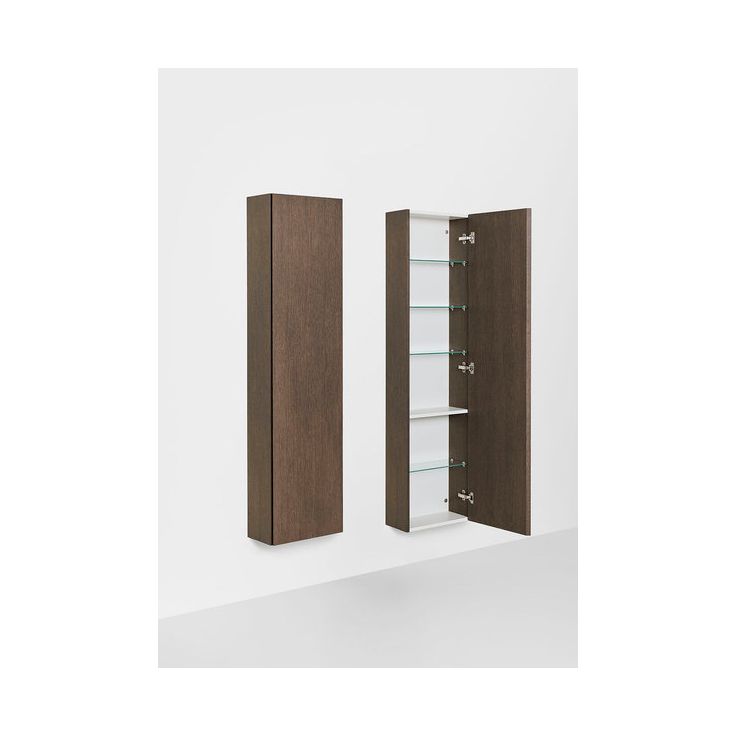 Kylpyhuoneen korkea kaappi Hafa Go Compact, 155.5x40x20cm, hyllyillä, lastulevy,  tumma tammi