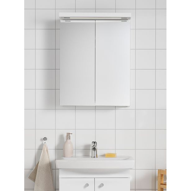 Peilikaappi Hafa Life 600, LED-valaistuksella ja pistorasialla, valkoinen