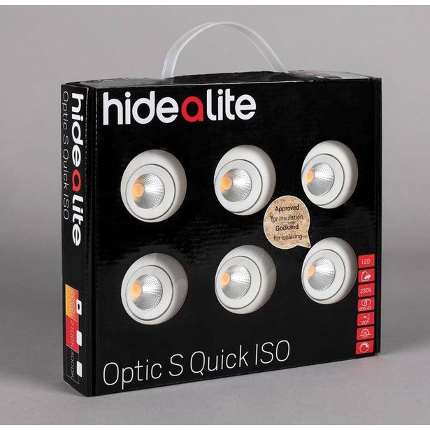 LED-alasvalosarja Hide-a-lite Optic Quick S ISO 6-pack, 2700K, valkoinen