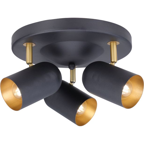 Kattospotti Heat Beaker 3-osainen pyöreä E14 musta