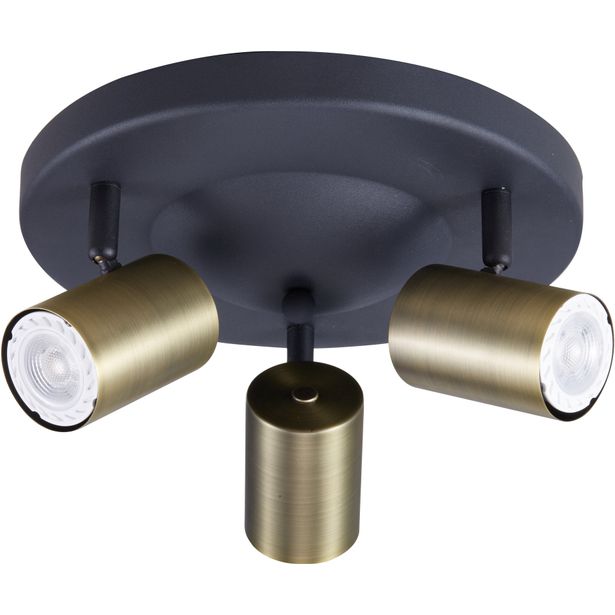 Kattospotti Heat Gold Tube 3-osainen pyöreä GU10 kulta/musta