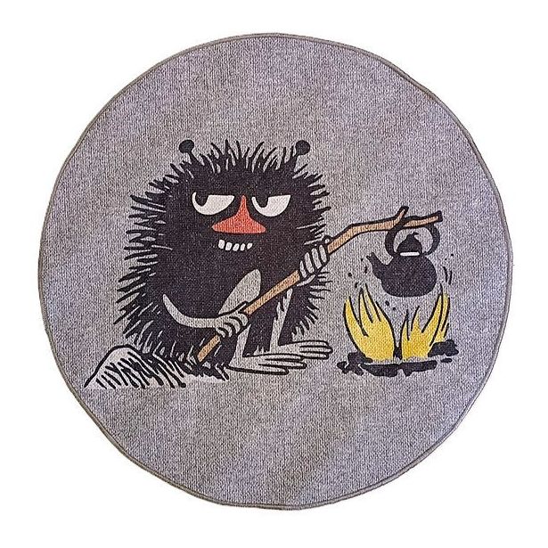 Pyöreä matto Muumi Haisuli Nuotiolla Ø80cm tummanharmaa