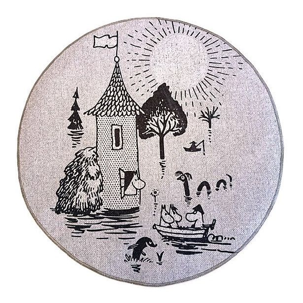 Pyöreä matto Muumi Suuri Tulva Ø80cm harmaa