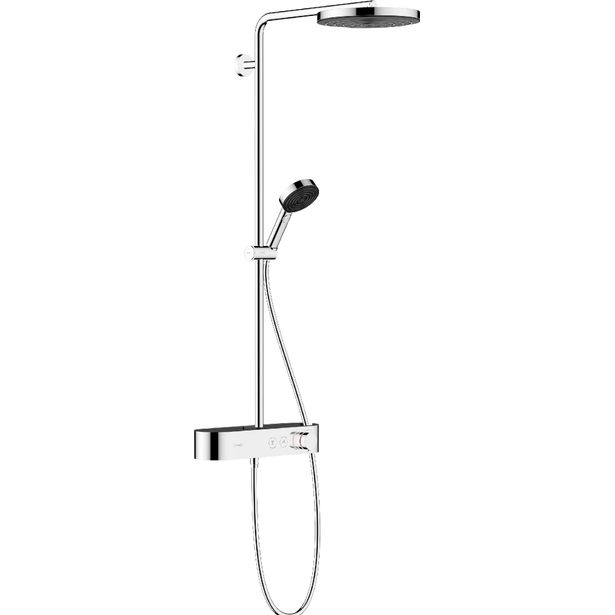 hansgrohe Pulsify S Showerpipe 260 1jet, EcoSmart Shower TabletSelect 400 suihkutermostaatti (Huom! Tuote ei sovellu kohteisiin, joissa on pintaan asennetut vesijohdot)
