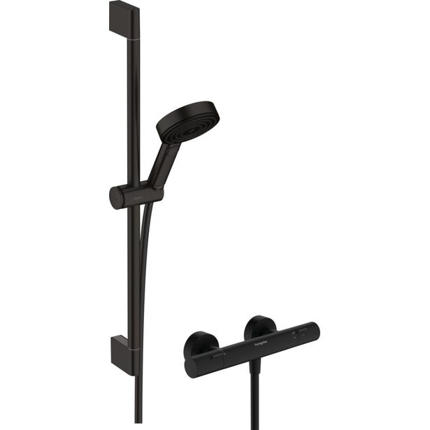 Suihkusetti Hansgrohe Pulsify Select S Ecostat, termostaattihanalla, mattamusta