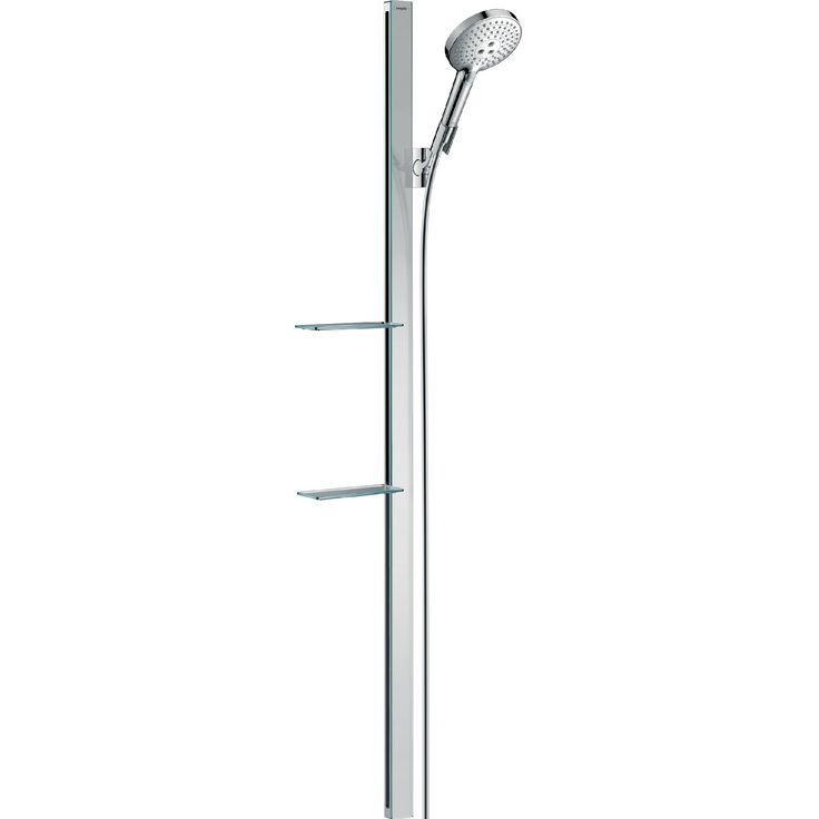 hansgrohe Raindance Select S suihkusetti 120 3jet tanko 150 cm, lasipinta, 2 saippua-alustaa