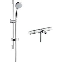 Suihkusetti Hansgrohe Croma 100 Vario EcoSmart, termostaattihanalla, hierova suihku, juoksuputkella, vettä säästävä, kiiltävä kromi