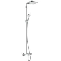 Sadesuihkusetti Hansgrohe Crometta E Showerpipe 240 1jet, termostaattihanalla, juoksuputkella, suihkupää ⌀240mm, kiiltävä kromi