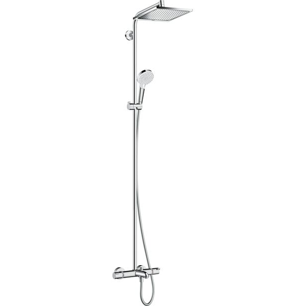 Sadesuihkusetti Hansgrohe Crometta E Showerpipe 240 1jet, termostaattihanalla ja juoksuputkella