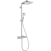 Sadesuihkusetti Hansgrohe Crometta E Showerpipe 240 1jet, termostaattihanalla, suihkupää ⌀240mm, kiiltävä kromi, Verkkokaupan poistotuote