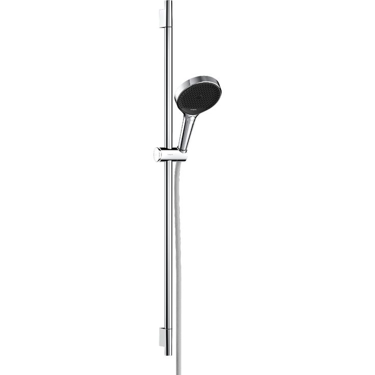 hansgrohe Rainfinity Suihkusetti 130 3jet, suihkutanko S Puro 90 cm, push slider liu'ulla ja Designflex tekstiilisuihkuletkulla 160 cm