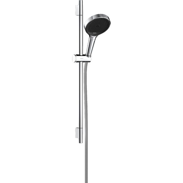 hansgrohe Rainfinity Suihkusetti 130 3jet EcoSmart, suihkutanko S Puro 65 cm, push slider liu'ulla ja Designflex tekstiilisuihkuletkulla 160 cm