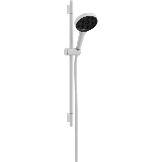 hansgrohe Rainfinity Suihkusetti 130 3jet EcoSmart, suihkutanko S Puro 65 cm, push slider liu'ulla ja Designflex tekstiilisuihkuletkulla 160 cm