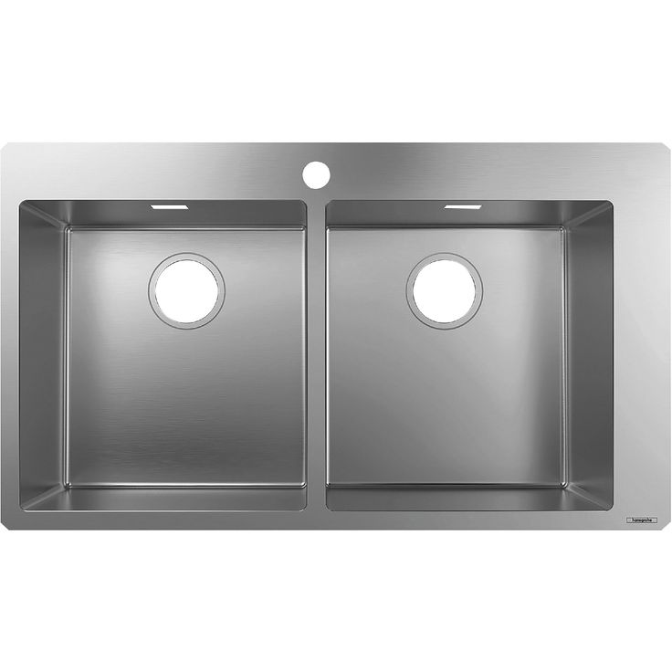 hansgrohe S71 S711-F765 upotettava kaksialtainen teräsallas 370/370, yksi hanareikä