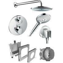 Sadesuihkusetti Hansgrohe Ecostat/Raindance S 240, termostaattihanalla, piiloasennus, hierova suihku, suihkupää ⌀236mm, kiiltävä kromi