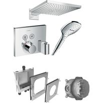 Sadesuihkusetti Hansgrohe ShowerSelect/Raindance E 300 Air, termostaattihanalla, piiloasennus, hierova suihku, suihkupää ⌀300mm, kiiltävä kromi