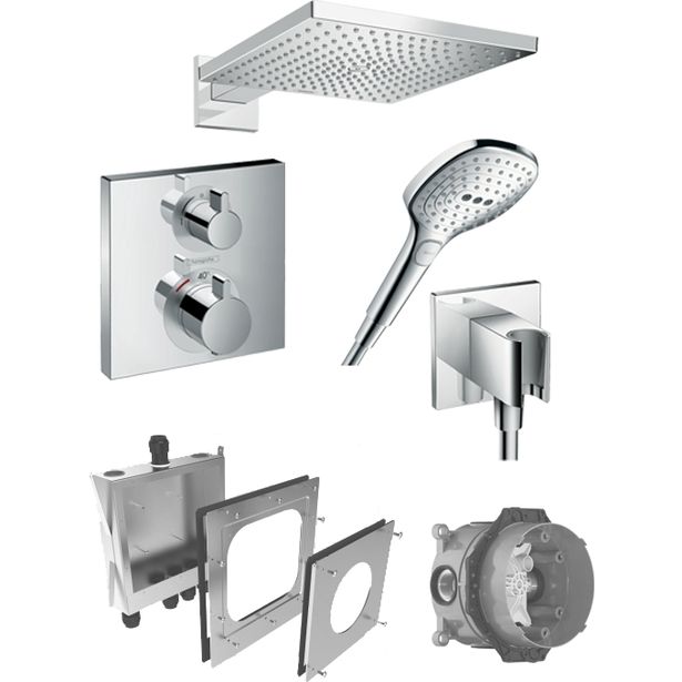 Sadesuihkusetti Hansgrohe Raindance E 300 Air, Porter-liitin, termostaattihanalla, piiloasennus