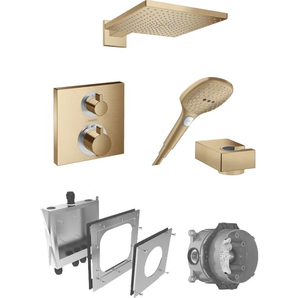 Sadesuihkusetti Hansgrohe ShowerSelect/Raindance E 300 Air, termostaattihanalla, piiloasennus, harjattu pronssi