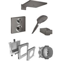 Sadesuihkusetti Hansgrohe ShowerSelect/Raindance E 300 Air, termostaattihanalla, suihkupää ⌀300mm, piiloasennus, hierova suihku, harjattu musta