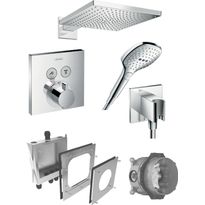 Sadesuihkusetti Hansgrohe ShowerSelect/Raindance E 300 Air, termostaattihanalla, piiloasennus, hierova suihku, suihkupää ø300mm, kiiltävä kromi