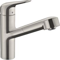 Keittiöhana Hansgrohe Focus M42 150 1jet, ulosvedettävä juoksuputki, ruostumaton teräs