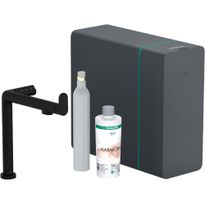 Keittiöhana Hansgrohe Aqittura M91 SodaSystem 210, ulosvedettävä juoksuputki 1jet, aloitussarja, mattamusta